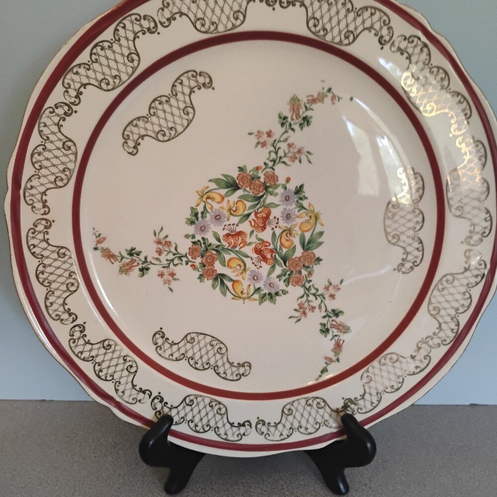 Edwin Knowles Royal China Round Platter, 22kt Gold Trim
